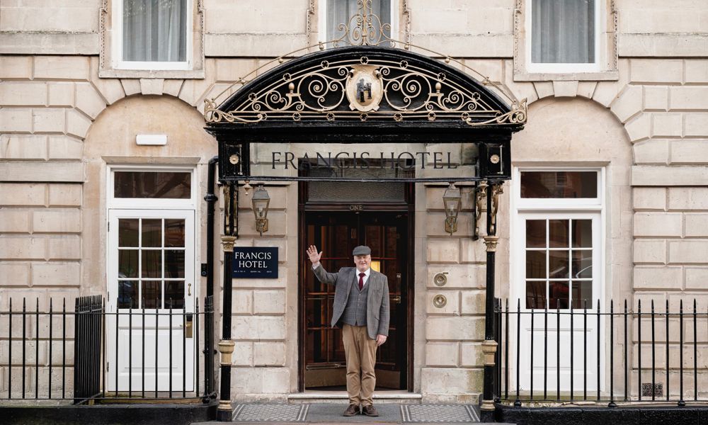 Francis Hotel Bath doorman welcoming guests