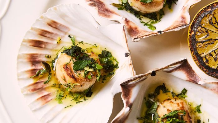 coal roasted scallops in emberwood