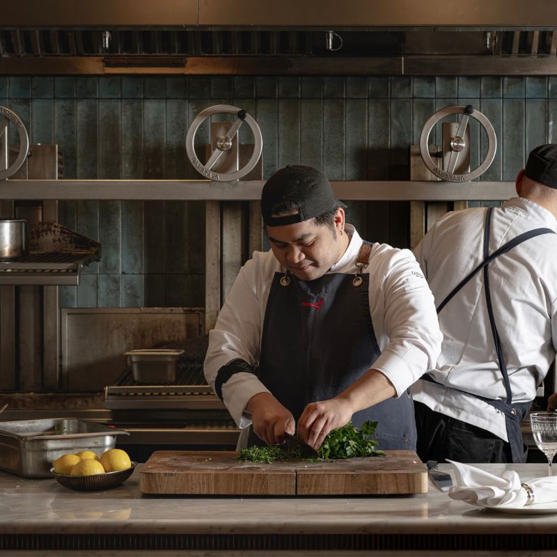 Francis Hotel Bath chefs cooking on the hearth